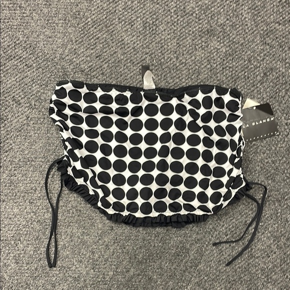 La Blanca Black and White Polka Dot Swim Bottom Skirt Size 12 NWT Ruched Tie - Picture 1 of 7